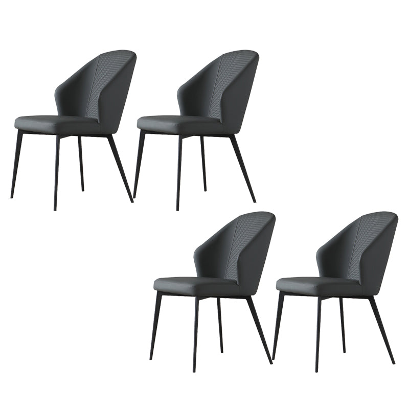 Kitchen Modern Wingback Parsons Chair Armless Dining Chairs in Black Legs