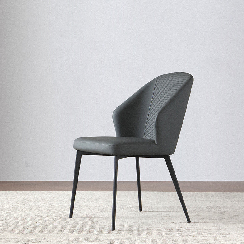 Kitchen Modern Wingback Parsons Chair Armless Dining Chairs in Black Legs