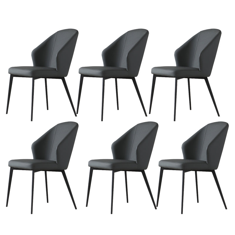 Kitchen Modern Wingback Parsons Chair Armless Dining Chairs in Black Legs