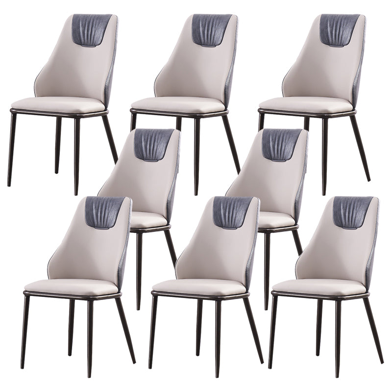 Faux Leather Dining Chair Glam Style Parsons Armless Side Chair