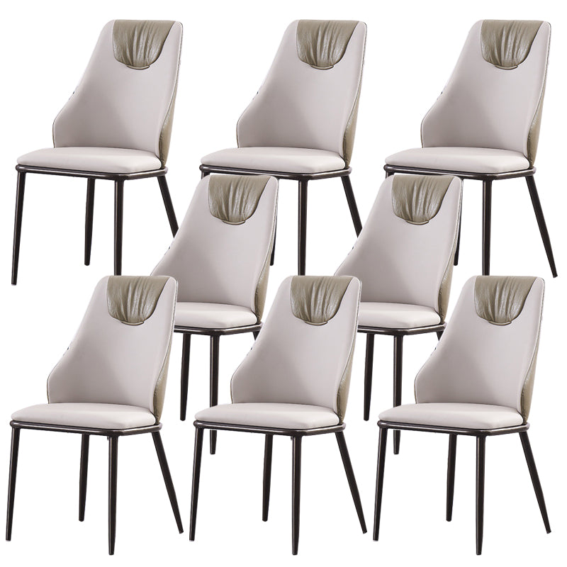 Faux Leather Dining Chair Glam Style Parsons Armless Side Chair