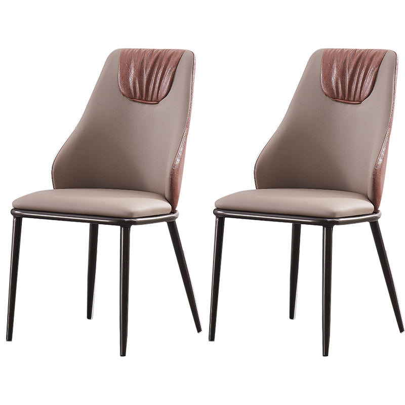 Faux Leather Dining Chair Glam Style Parsons Armless Side Chair