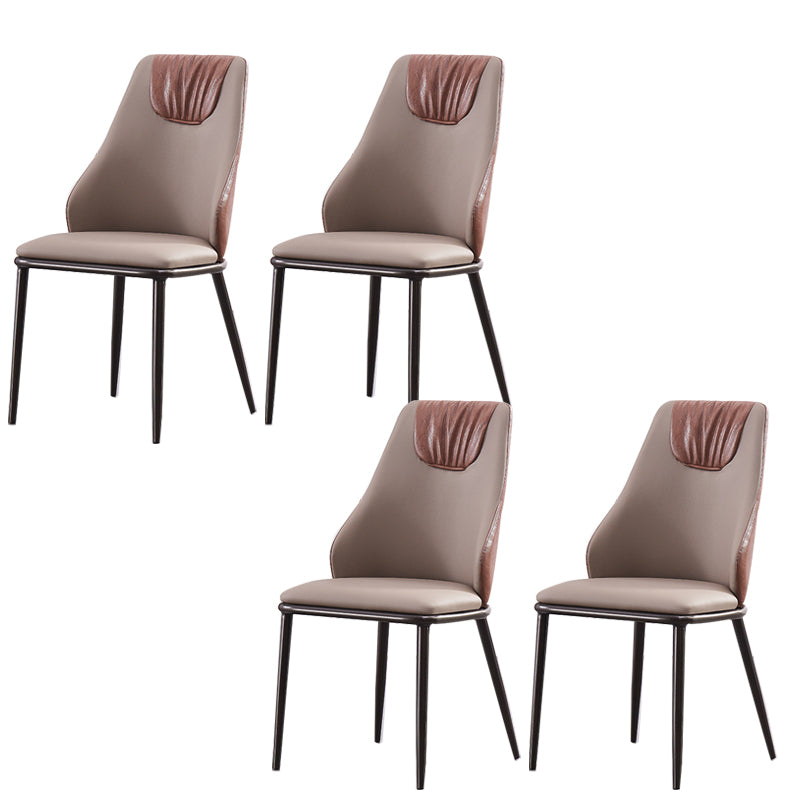 Faux Leather Dining Chair Glam Style Parsons Armless Side Chair