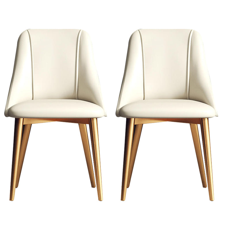 Faux Leather Dining Chair Parsons Armless Side Chair with Metal Legs