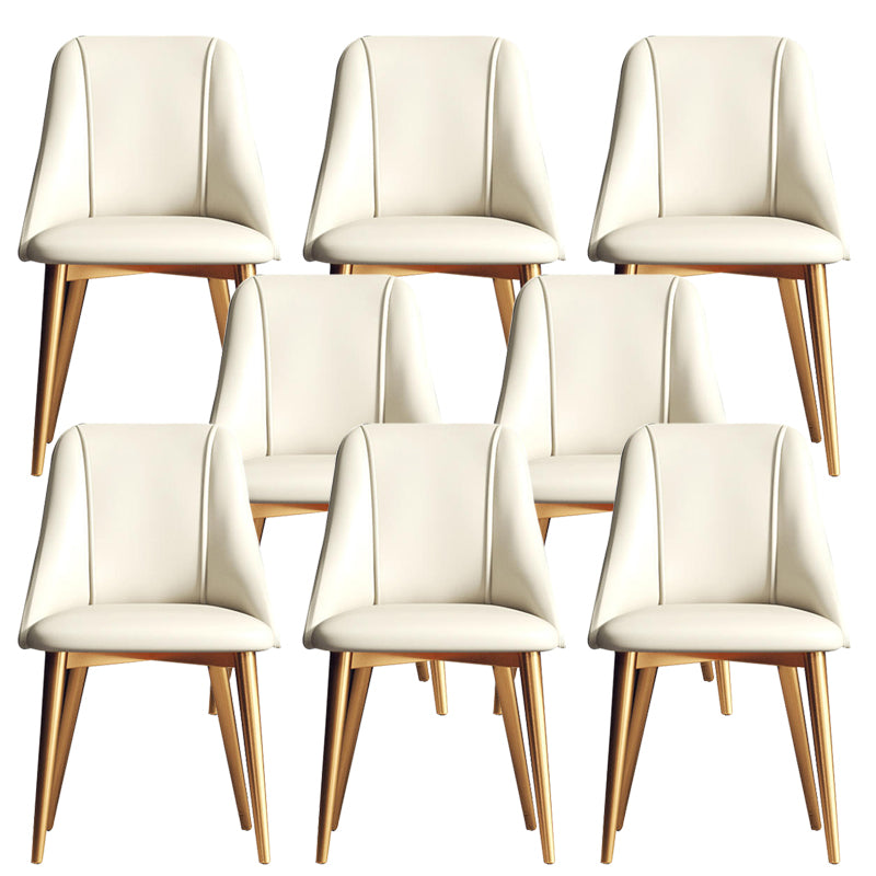 Faux Leather Dining Chair Parsons Armless Side Chair with Metal Legs