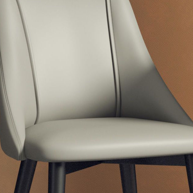 Faux Leather Dining Chair Parsons Armless Side Chair with Metal Legs