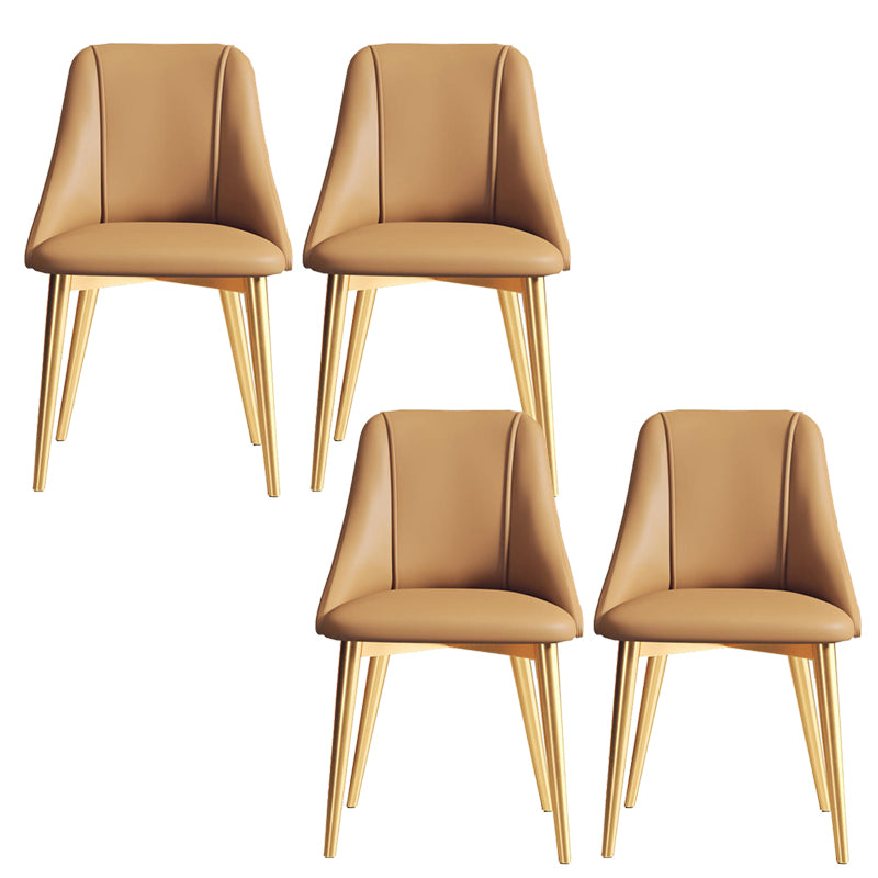 Faux Leather Dining Chair Parsons Armless Side Chair with Metal Legs