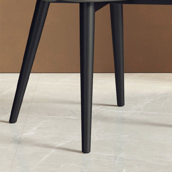 Faux Leather Dining Chair Parsons Armless Side Chair with Metal Legs