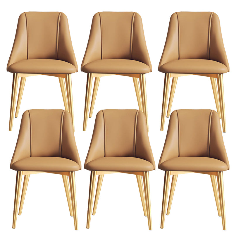 Faux Leather Dining Chair Parsons Armless Side Chair with Metal Legs