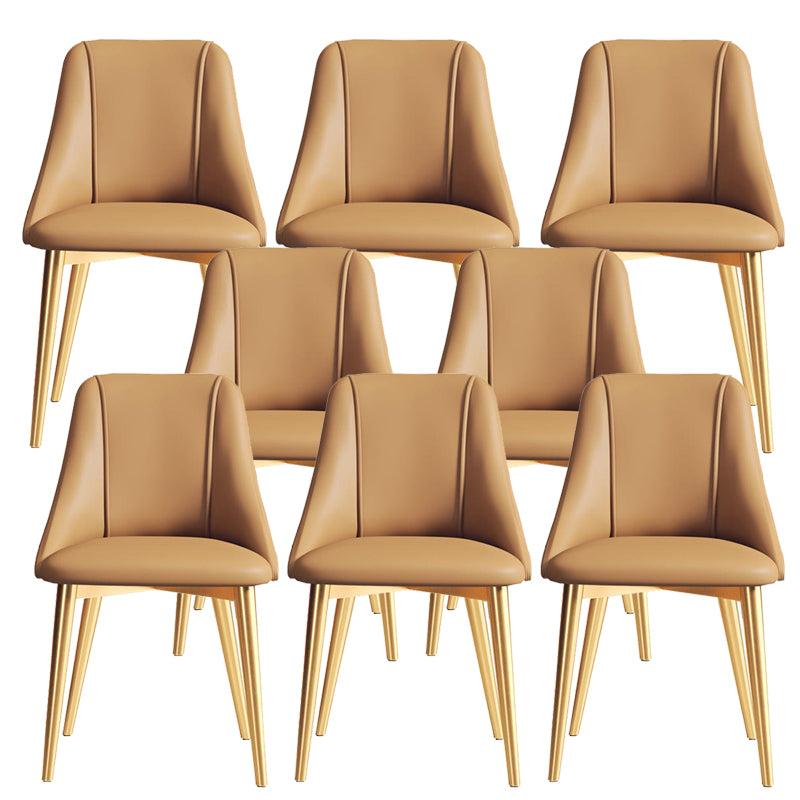 Faux Leather Dining Chair Parsons Armless Side Chair with Metal Legs