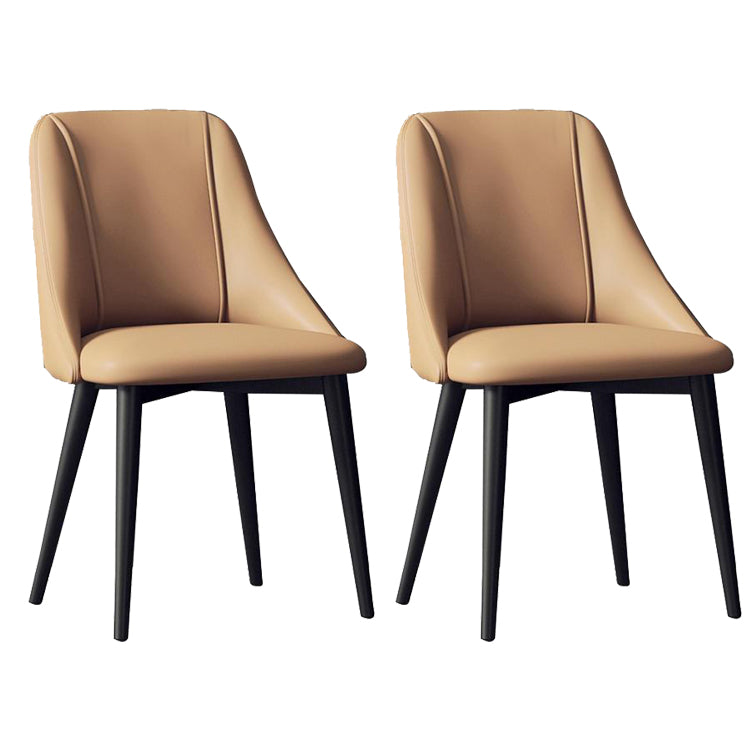 Faux Leather Dining Chair Parsons Armless Side Chair with Metal Legs