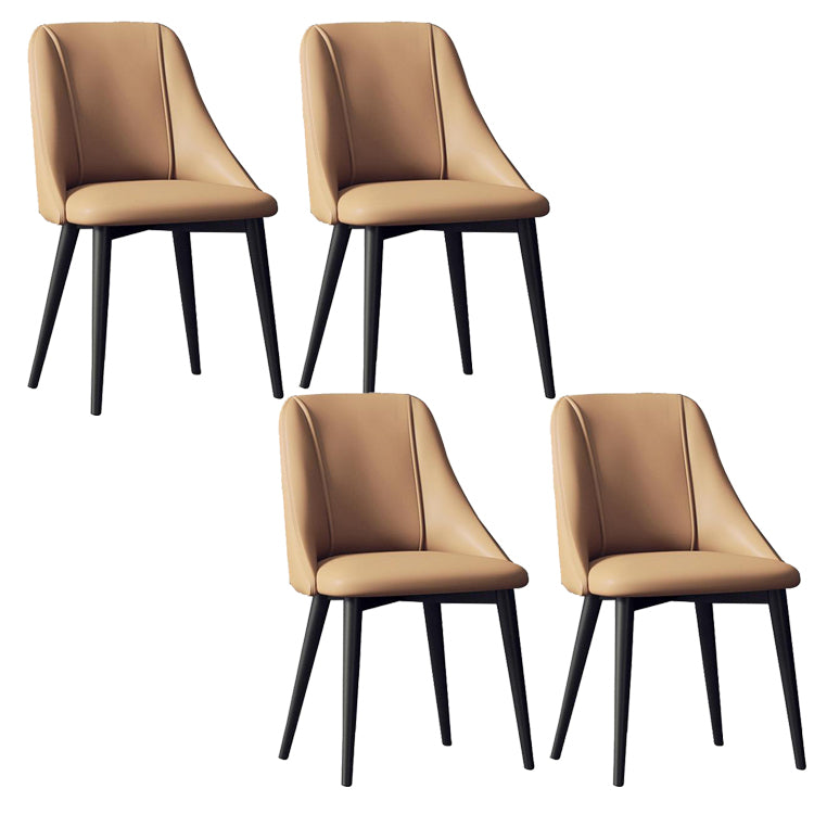 Faux Leather Dining Chair Parsons Armless Side Chair with Metal Legs