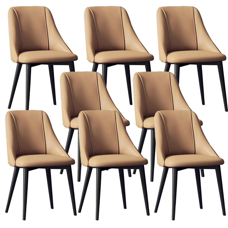 Faux Leather Dining Chair Parsons Armless Side Chair with Metal Legs