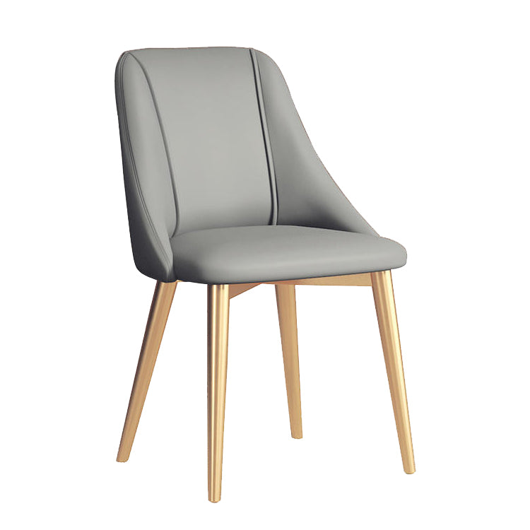 Faux Leather Dining Chair Parsons Armless Side Chair with Metal Legs