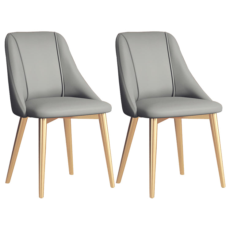 Faux Leather Dining Chair Parsons Armless Side Chair with Metal Legs