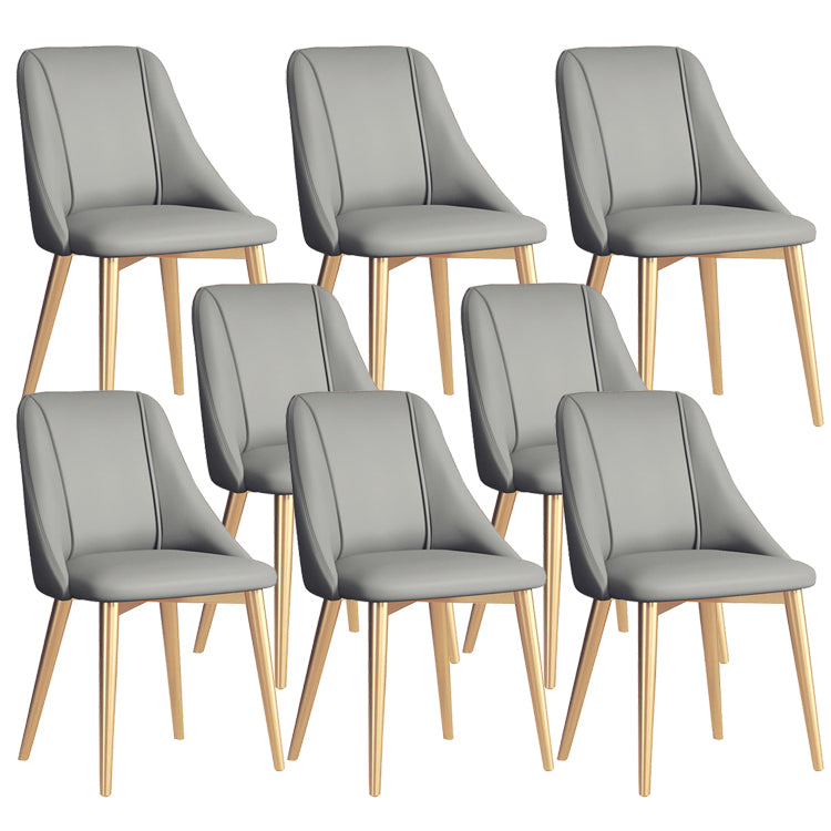 Faux Leather Dining Chair Parsons Armless Side Chair with Metal Legs