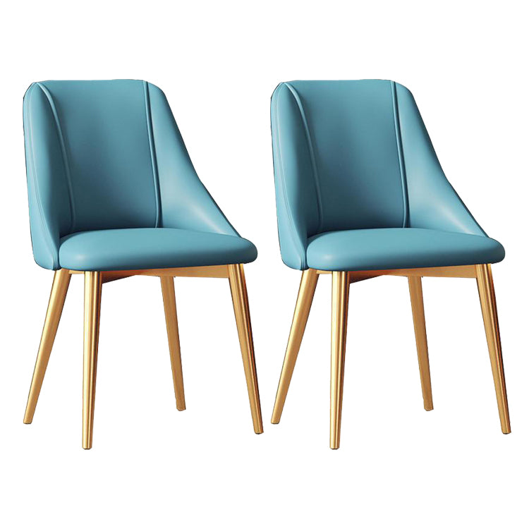 Faux Leather Dining Chair Parsons Armless Side Chair with Metal Legs