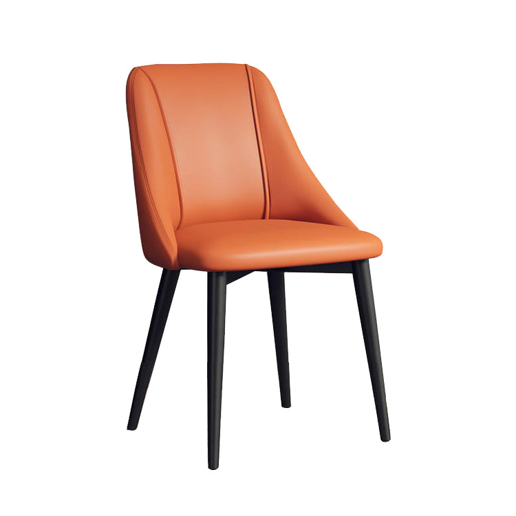 Faux Leather Dining Chair Parsons Armless Side Chair with Metal Legs