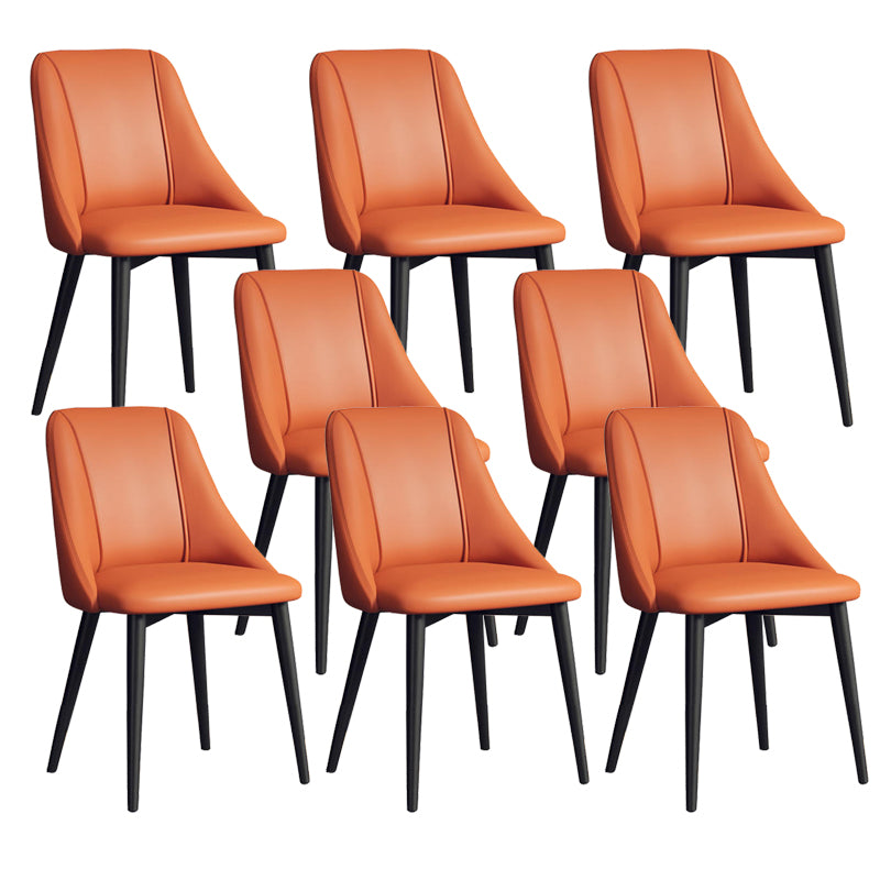 Faux Leather Dining Chair Parsons Armless Side Chair with Metal Legs