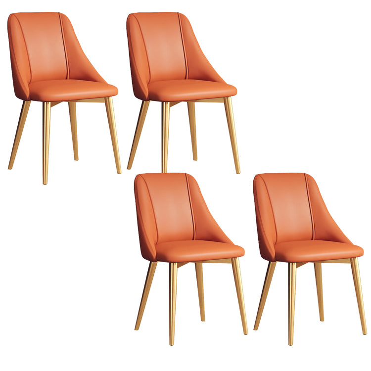 Faux Leather Dining Chair Parsons Armless Side Chair with Metal Legs