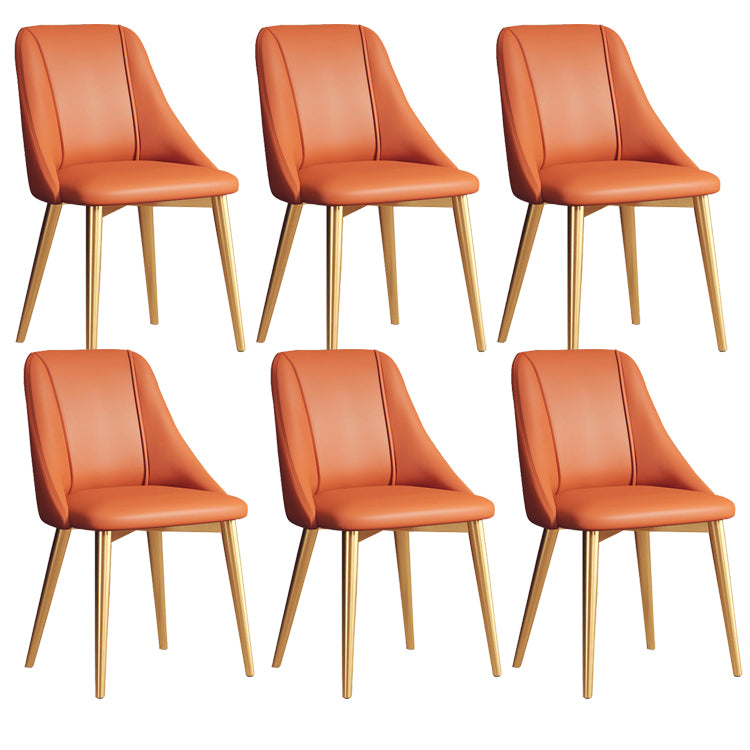 Faux Leather Dining Chair Parsons Armless Side Chair with Metal Legs