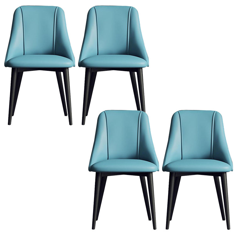 Faux Leather Dining Chair Parsons Armless Side Chair with Metal Legs