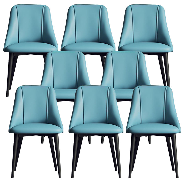 Faux Leather Dining Chair Parsons Armless Side Chair with Metal Legs