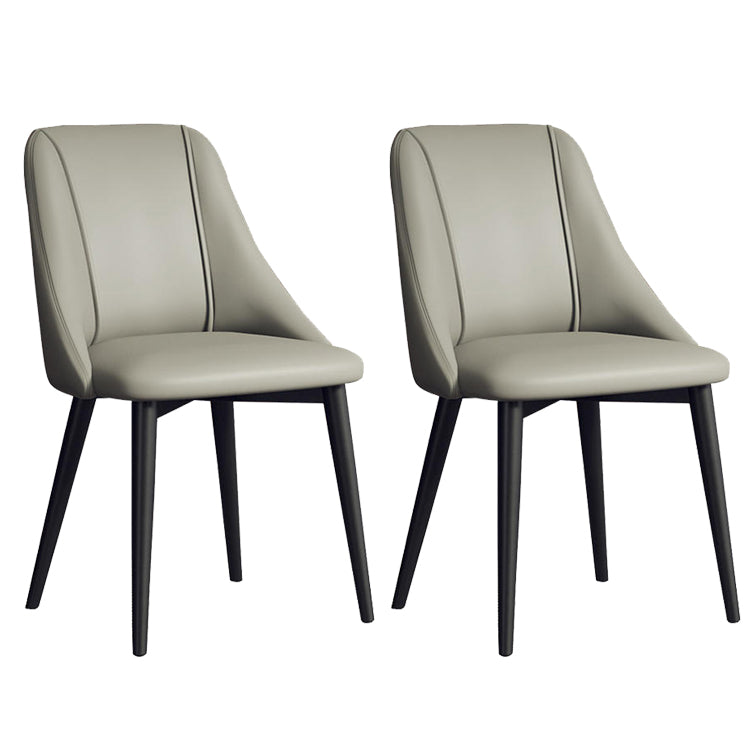 Faux Leather Dining Chair Parsons Armless Side Chair with Metal Legs