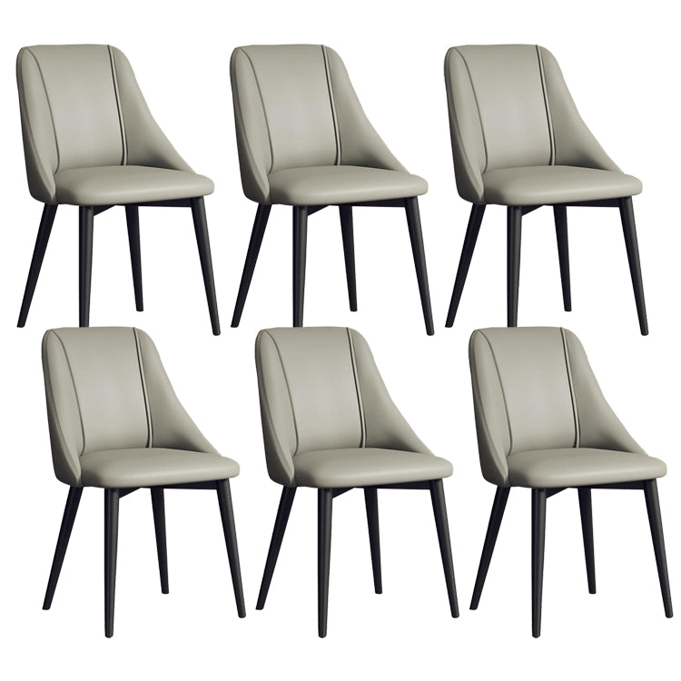 Faux Leather Dining Chair Parsons Armless Side Chair with Metal Legs