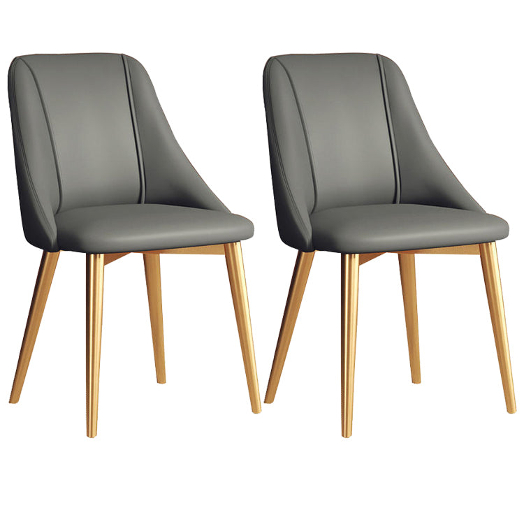 Faux Leather Dining Chair Parsons Armless Side Chair with Metal Legs