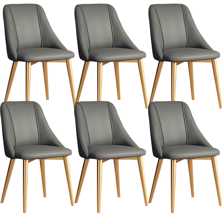 Faux Leather Dining Chair Parsons Armless Side Chair with Metal Legs