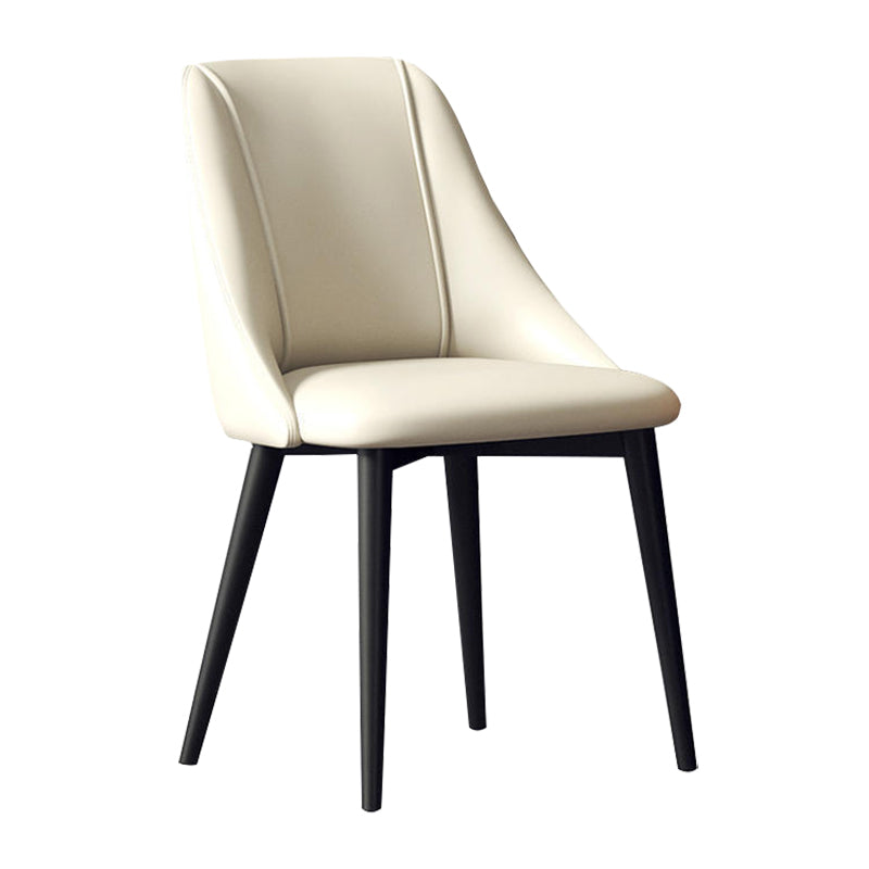 Faux Leather Dining Chair Parsons Armless Side Chair with Metal Legs