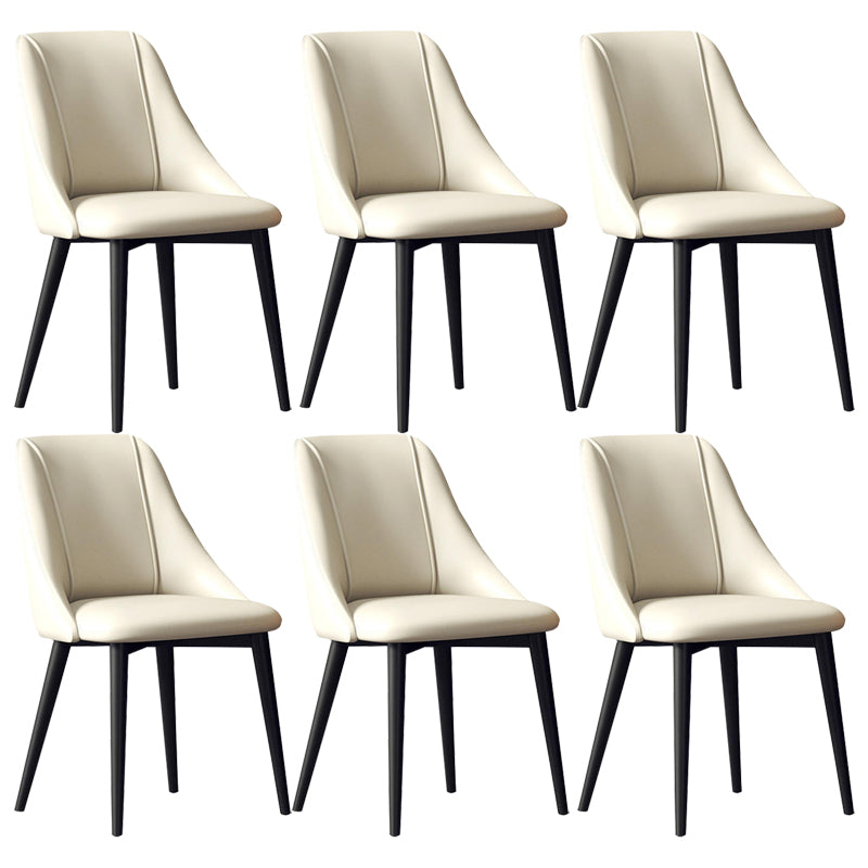 Faux Leather Dining Chair Parsons Armless Side Chair with Metal Legs