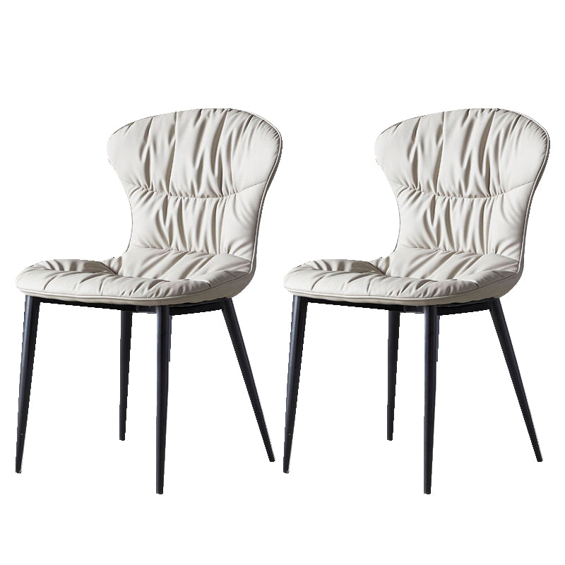 Faux Leather Dining Chair Wingback Armless Chair with Black Legs