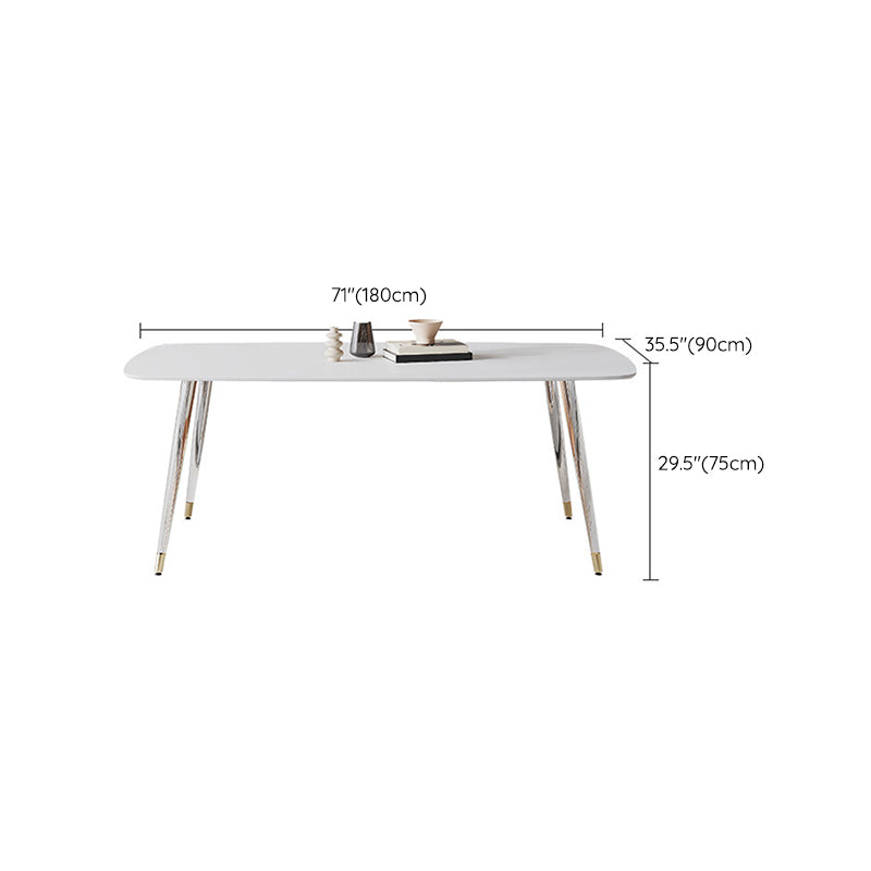 Medieval Rectangle Dining Table Sintered Stone Table with Plastic Legs