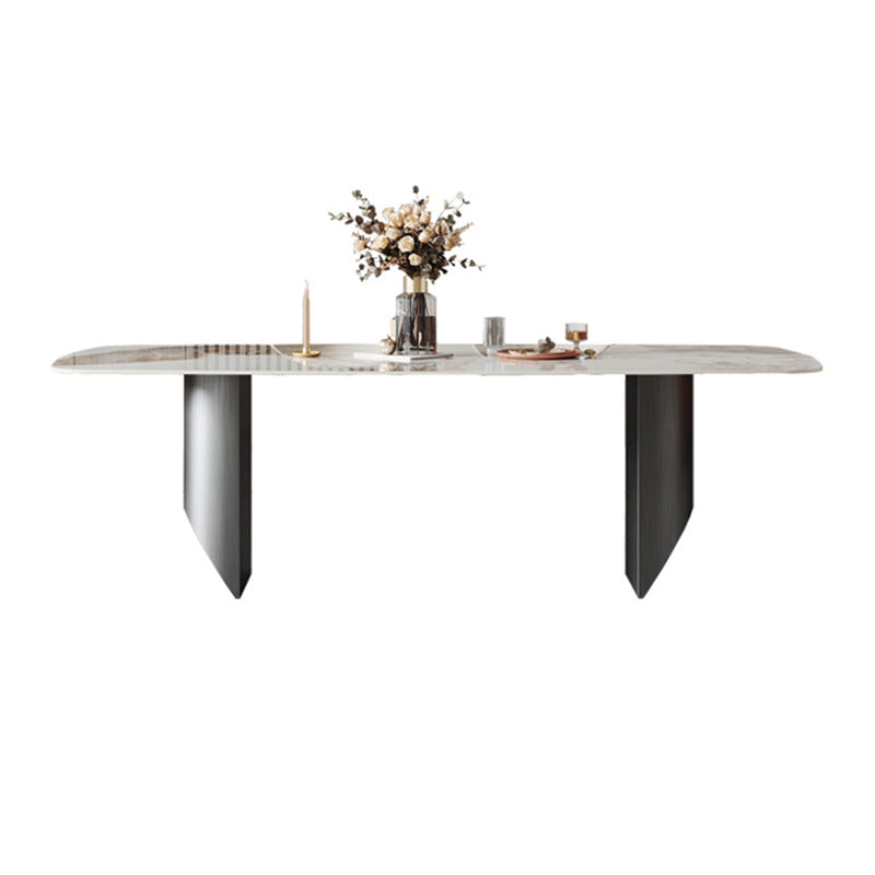 Industrial Style Rectangle Dining Table Sintered Stone Table with Metal Legs