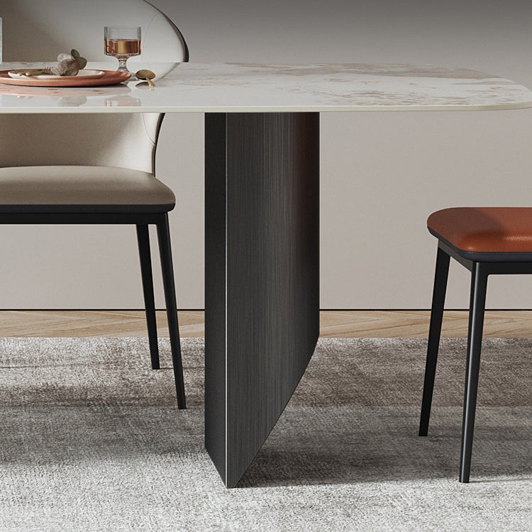 Industrial Style Rectangle Dining Table Sintered Stone Table with Metal Legs