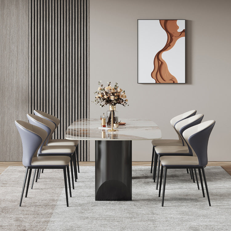 Industrial Style Rectangle Dining Table Sintered Stone Table with Metal Legs
