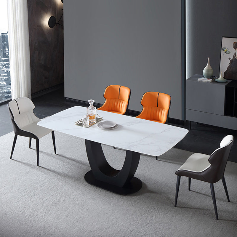 Industrial Rectangle Dining Table Sintered Stone Table with Metal Leg for Home