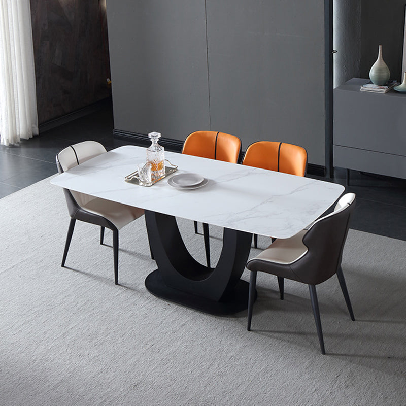 Industrial Rectangle Dining Table Sintered Stone Table with Metal Leg for Home