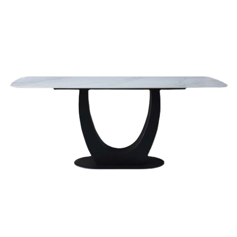 Industrial Rectangle Dining Table Sintered Stone Table with Metal Leg for Home