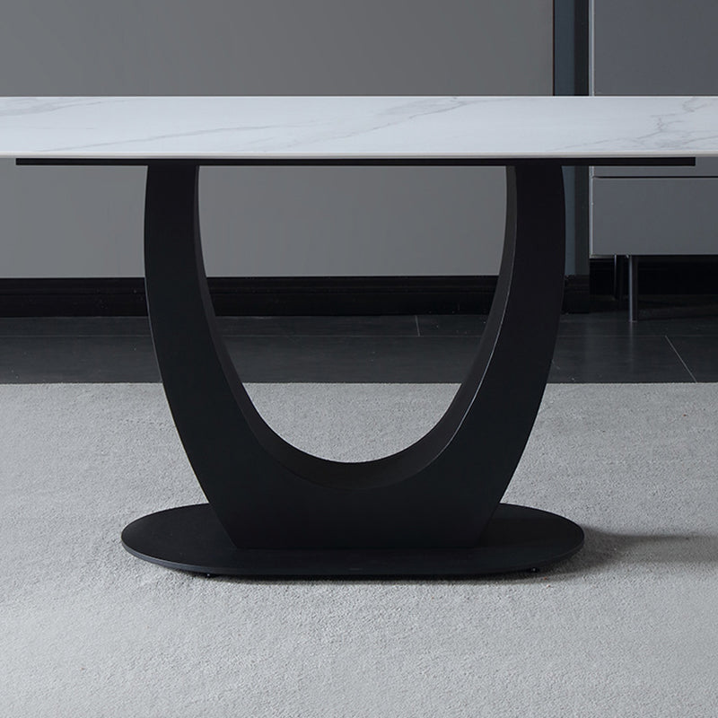 Industrial Rectangle Dining Table Sintered Stone Table with Metal Leg for Home