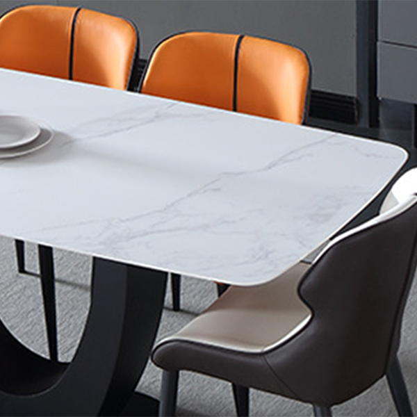 Industrial Rectangle Dining Table Sintered Stone Table with Metal Leg for Home
