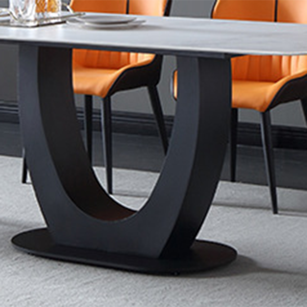 Industrial Rectangle Dining Table Sintered Stone Table with Metal Leg for Home