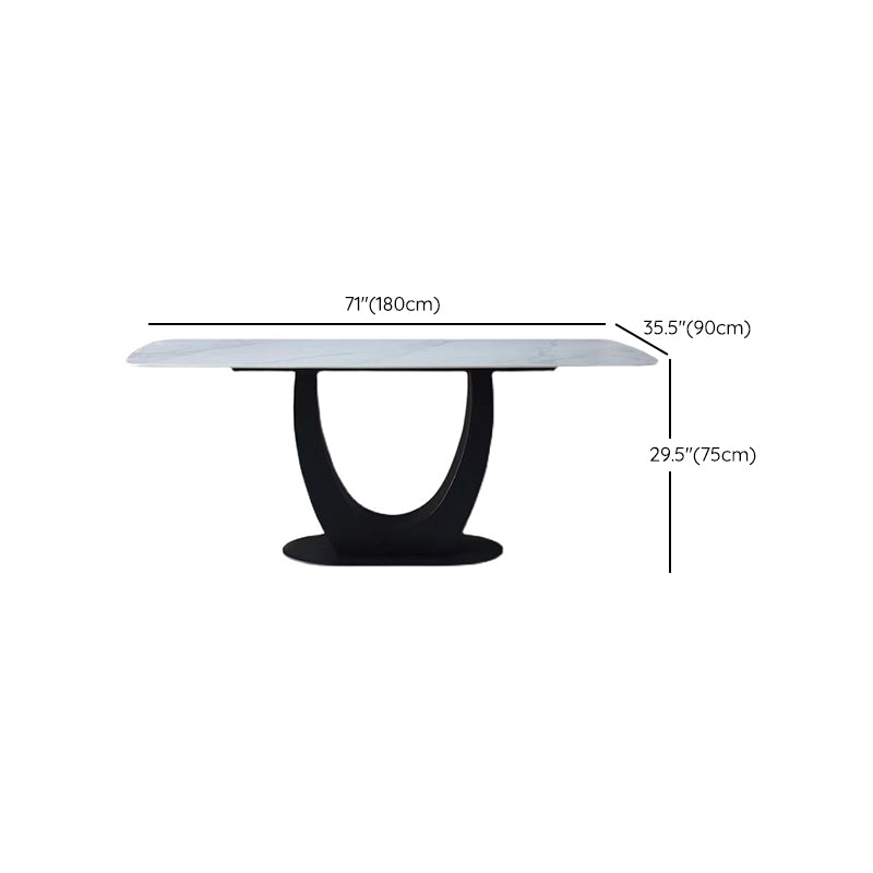 Industrial Rectangle Dining Table Sintered Stone Table with Metal Leg for Home
