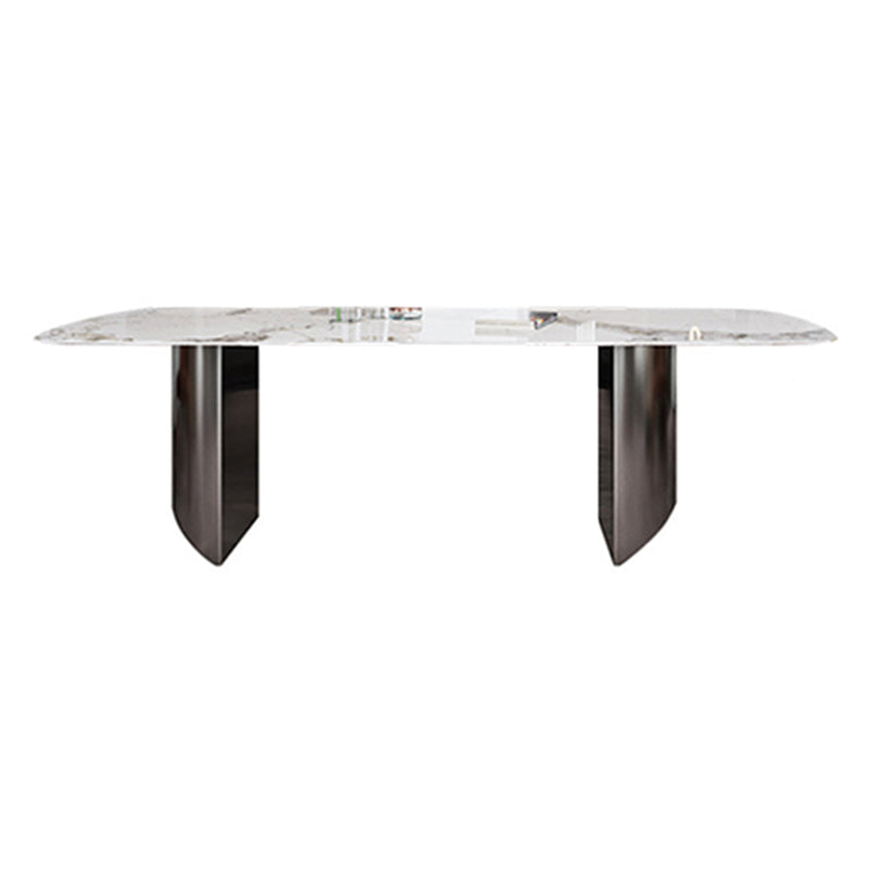 Industrial Style Rectangle Dining Table Sintered Stone Table with Metal Legs for Home
