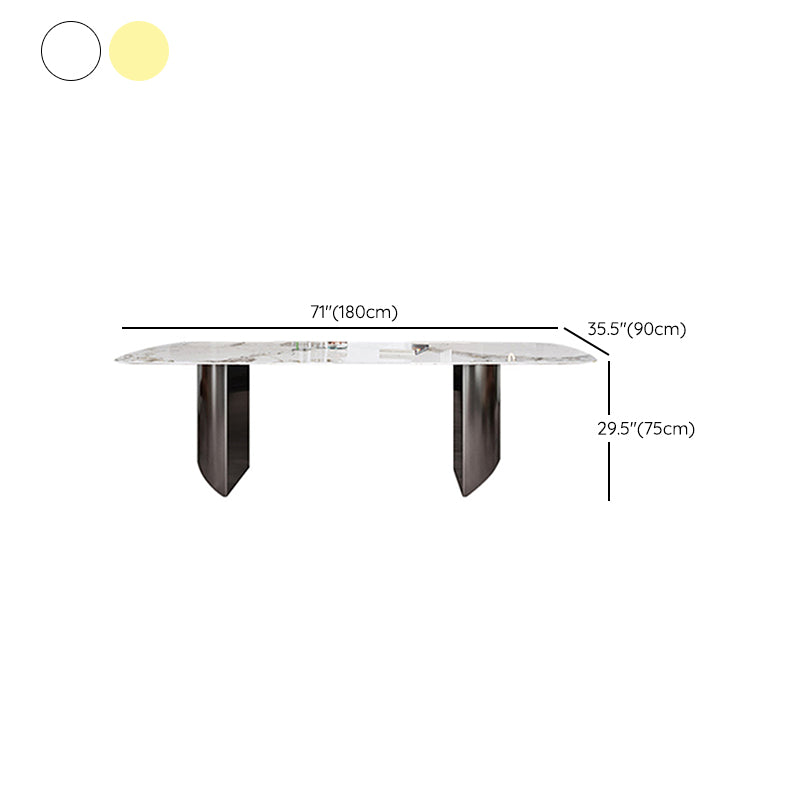 Industrial Style Rectangle Dining Table Sintered Stone Table with Metal Legs for Home