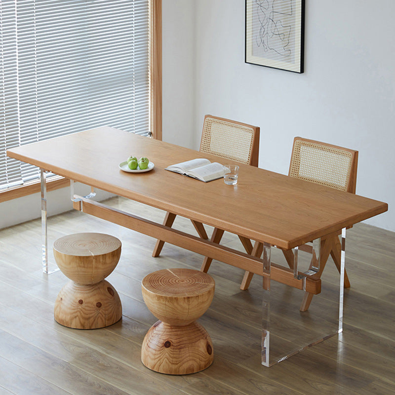 Modern Style Rectangle Dining Table Wood Table with Plastic Legs for Home