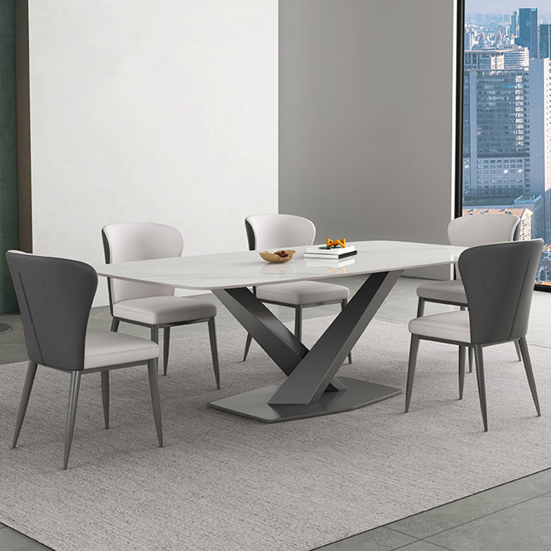 Industrial Style Rectangle Table Sintered Stone Dining Table with Metal Legs for Home