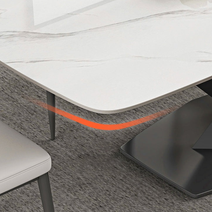 Industrial Style Rectangle Table Sintered Stone Dining Table with Metal Legs for Home